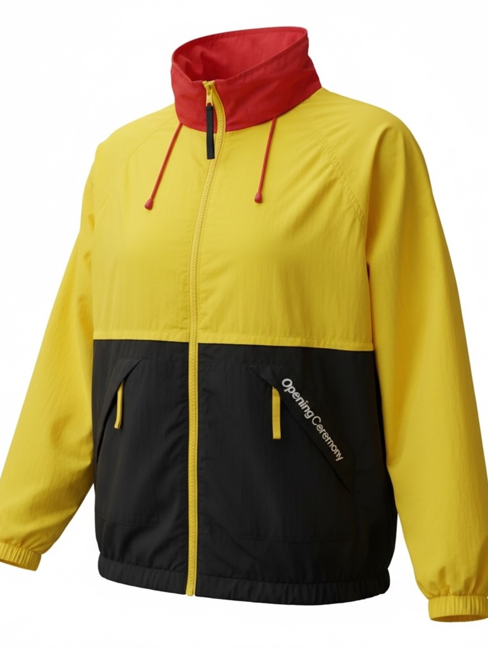 Opening Ceremony NWT Hooded Colorblock Windbreaker Jacket Yellow Black Red Small